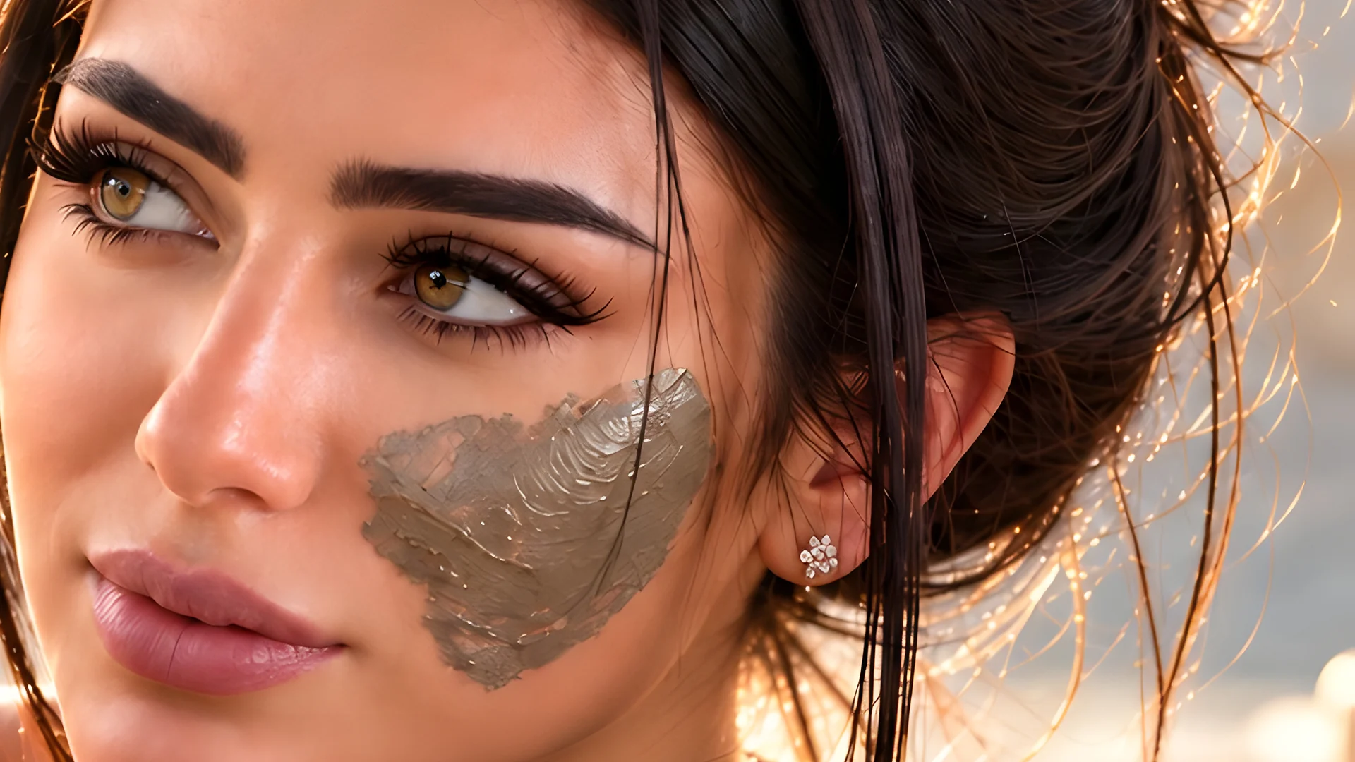 Woman wearing a By Maram Dead Sea mud ritual in warm daylight