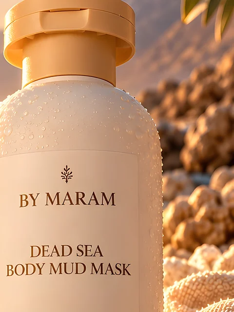 Dead Sea Body Mud Mask: the bottle, label forward