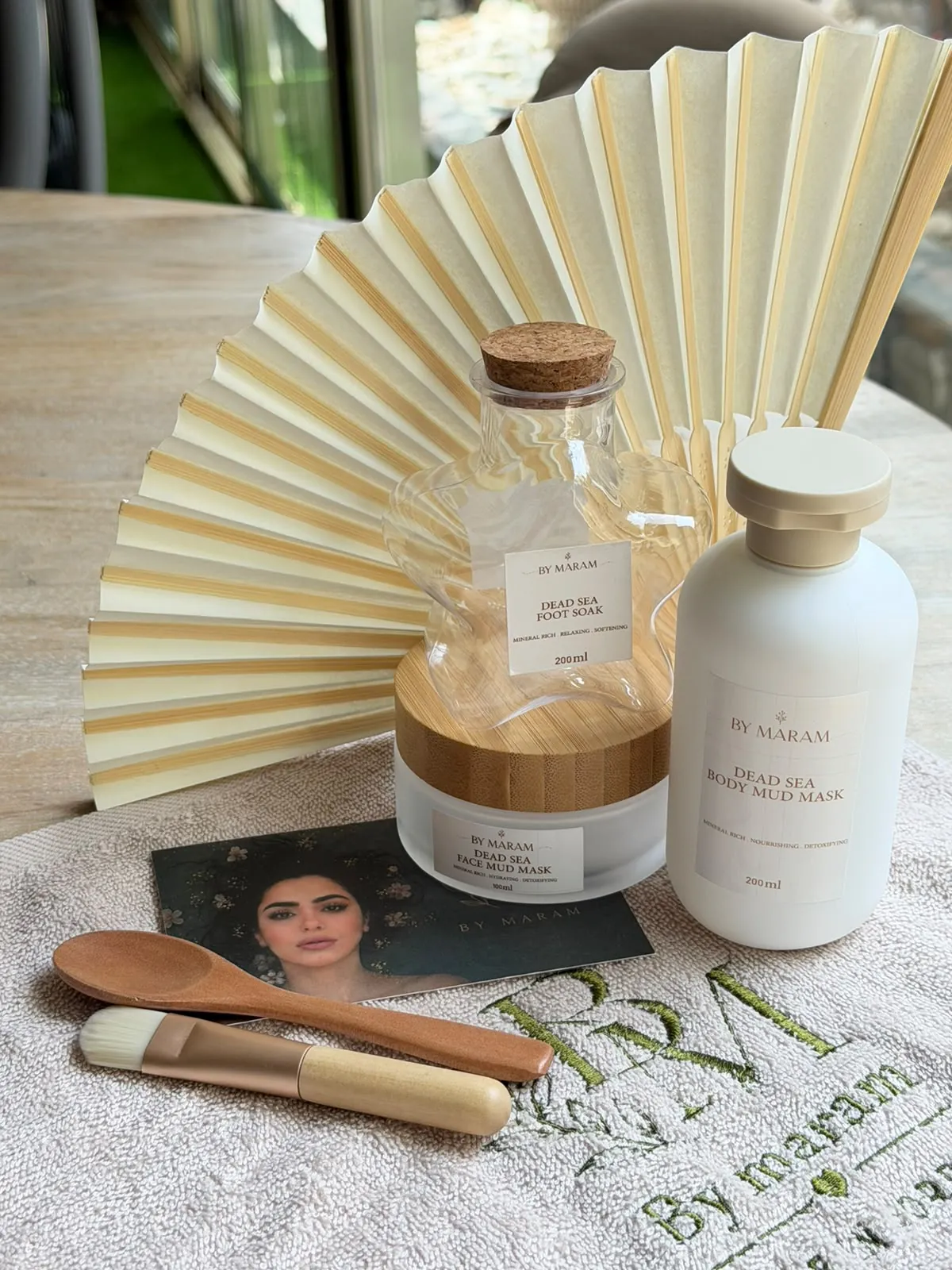 The By Maram range with a monogrammed towel